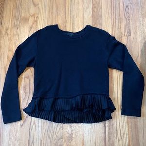 J Crew Black Ruffled Sweater